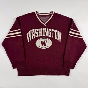 Washington Football V Neck Sweater Womens L Burgundy College Sporty
